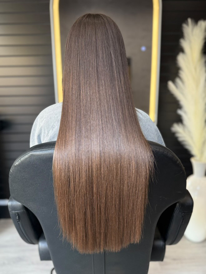 Hair extension placement session at Private Beauty Lounge