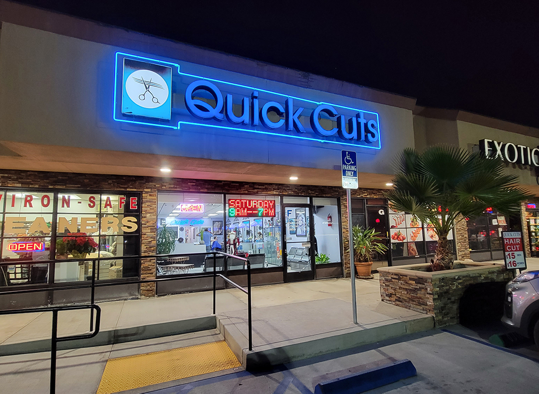 Haircut in progress at Quick Cuts Burbank